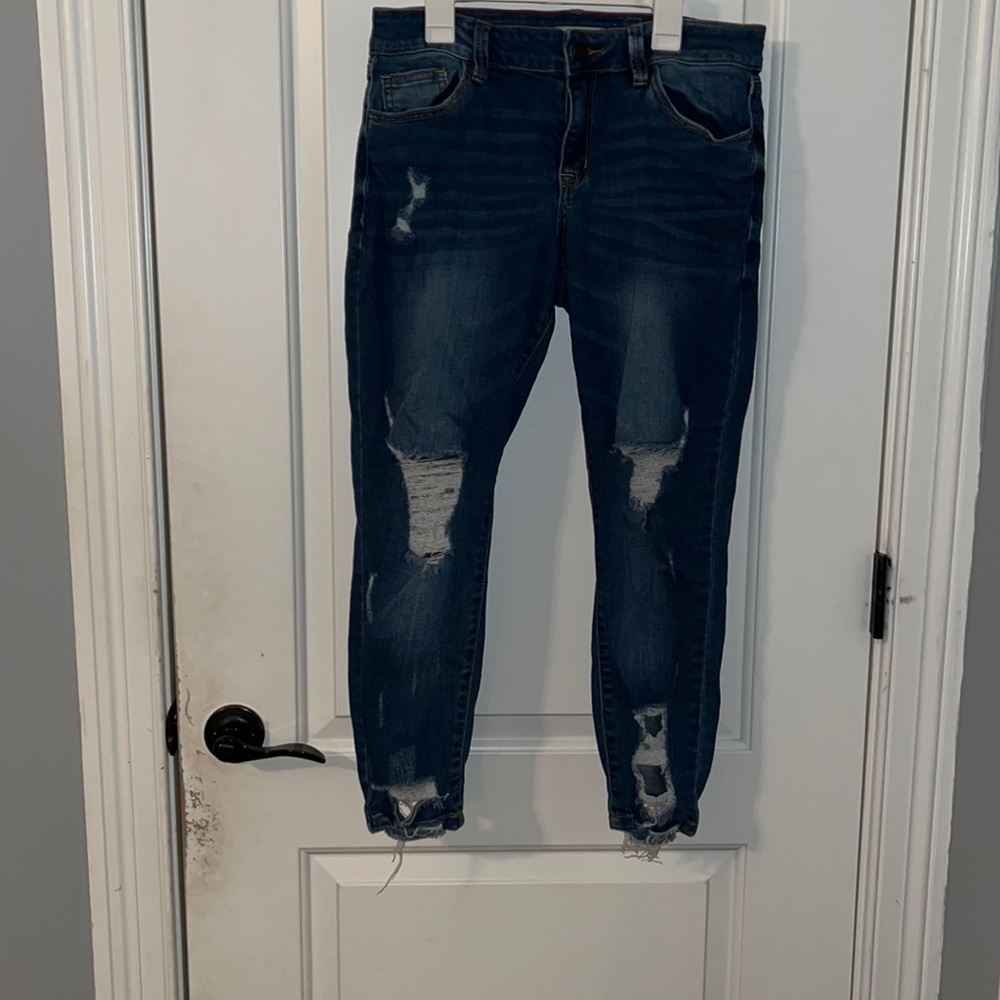Refuge denim jeans, size 8, medium wash.